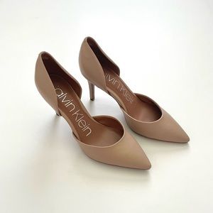 Calvin Klein Taupe Leather D’orsay Heels